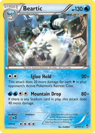 Beartic 022  - Reverse Holofoil XY  Furious Fists - Rare