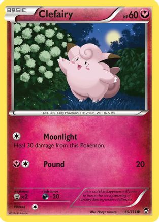 Clefairy (69) (69) 069  - Reverse Holofoil XY  Furious Fists - Common