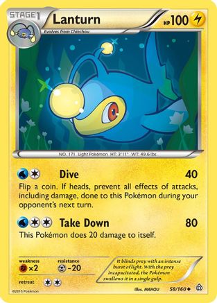 Lanturn  - Reverse Holofoil XY  Primal Clash - Uncommon