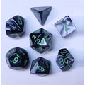 Dice: 7 pc: Gemini: Black-Grey/Green