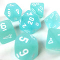 Dice: 7 pc: Frosted: Teal/White