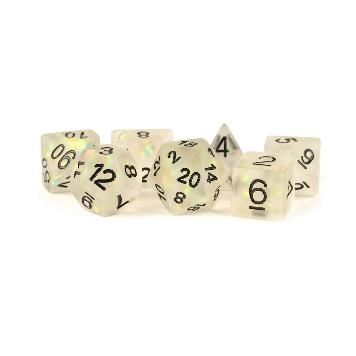 Dice: 7 pc: 16 mm: Resin: Icy Opal Clear