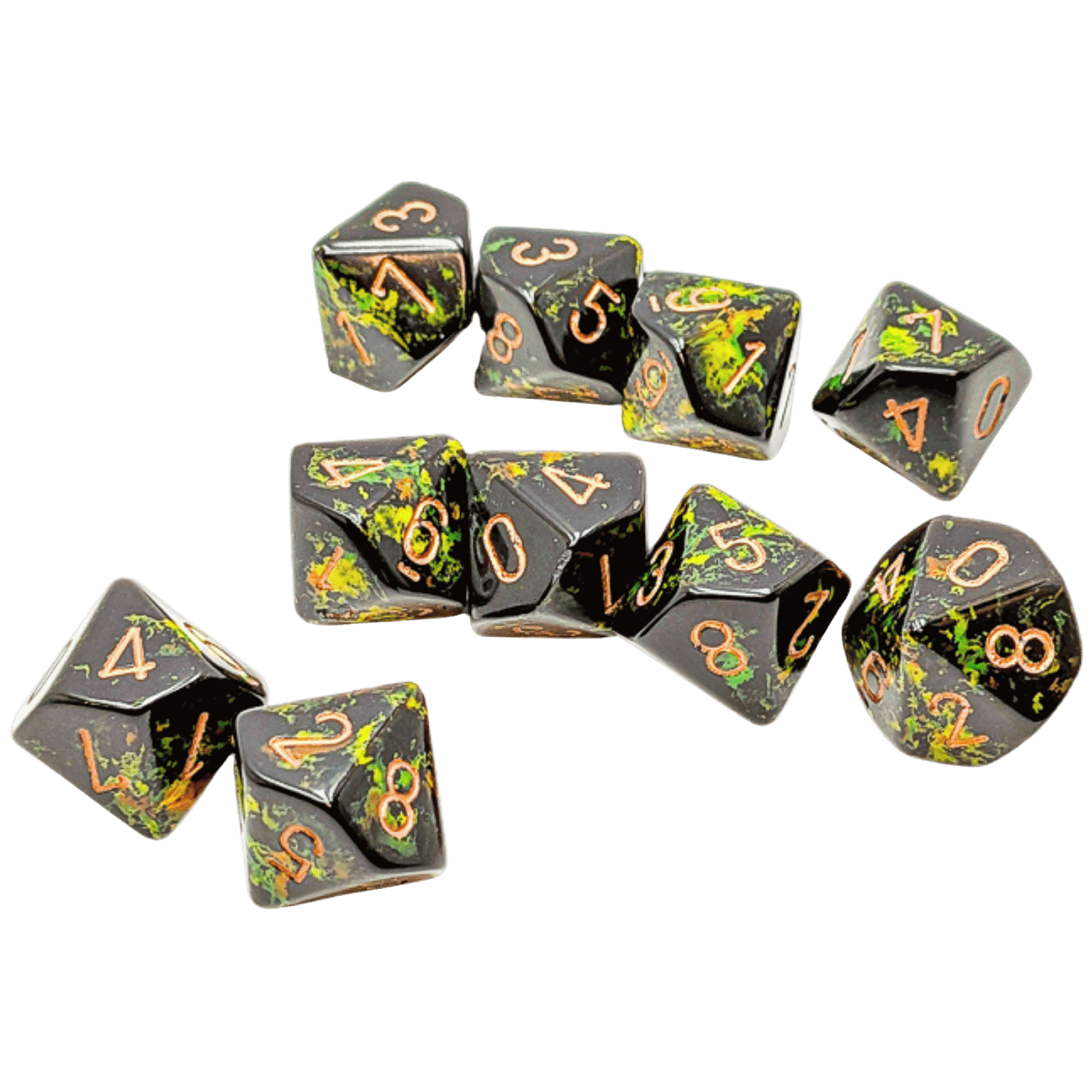Dice: 10x D10: Brush Dice: Deep Forest