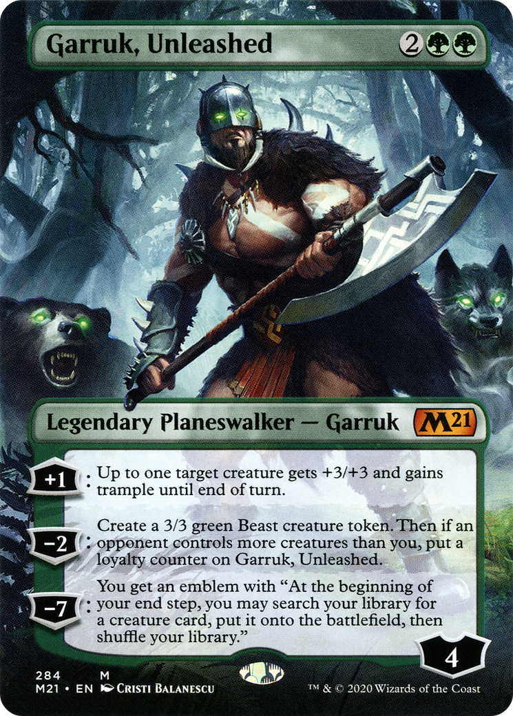 Garruk, Unleashed (Borderless) (M21-284) - Core Set 2021 Foil