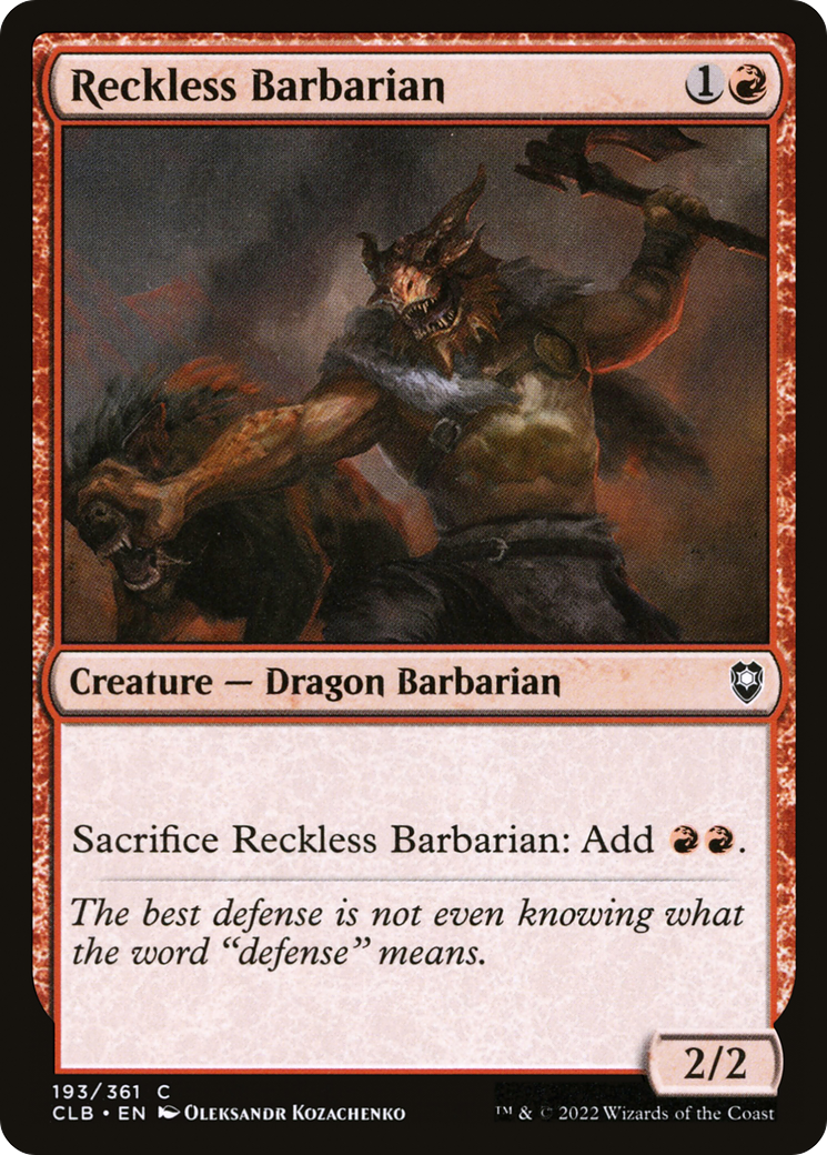 Reckless Barbarian (CLB-193) - Commander Legends: Battle for Baldur's Gate