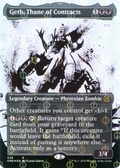 Geth, Thane of Contracts (Showcase) (Step-and-Compleat Foil) (ONE-438) - Phyrexia: All Will Be One: (Showcase) (Borderless) Foil