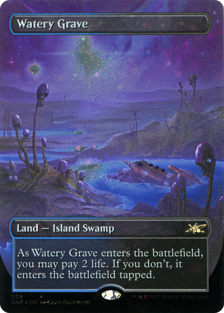 Watery Grave (Borderless) (Galaxy Foil) (UNF-529) - Unfinity Foil