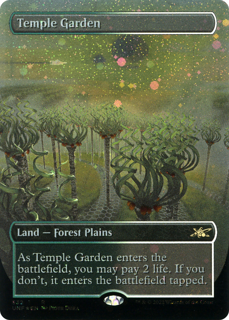 Temple Garden (Borderless) (Galaxy Foil) (UNF-532) - Unfinity Foil