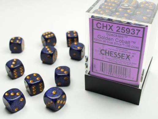 Dice: 36x D6: 12 mm: Speckled: Cobalt