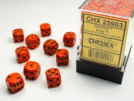Dice: 36x D6: 12 mm: Speckled: Fire