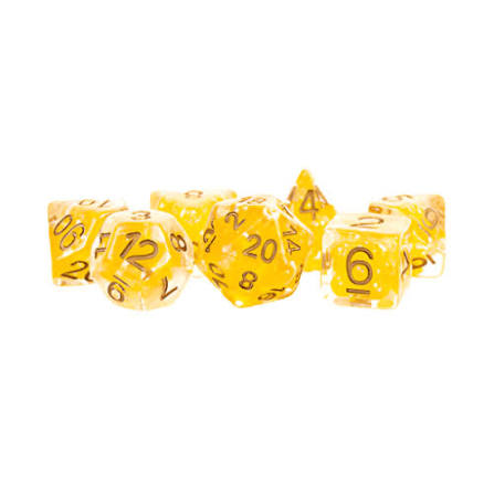 Dice: 7 pc: 16 mm: Resin: Pearl Citrine with Copper Numbers
