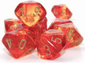 Dice: 10x D10: Gemini: Translucent Red-Yellow/Gold
