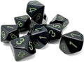 Dice: 10x D10: Opaque: Black/Green