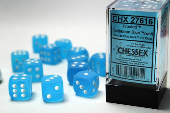 Dice: 12x D6: 16 mm: Frosted: Caribbean Blue
