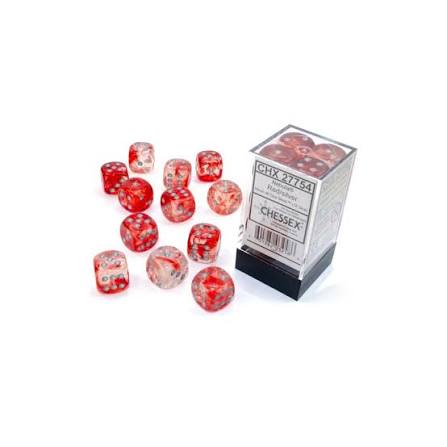 Dice: 12x D6: 16 mm: Nebula: Red/Silver Luminary