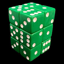 Dice: 12x D6: 16 mm: Opaque: Green/White