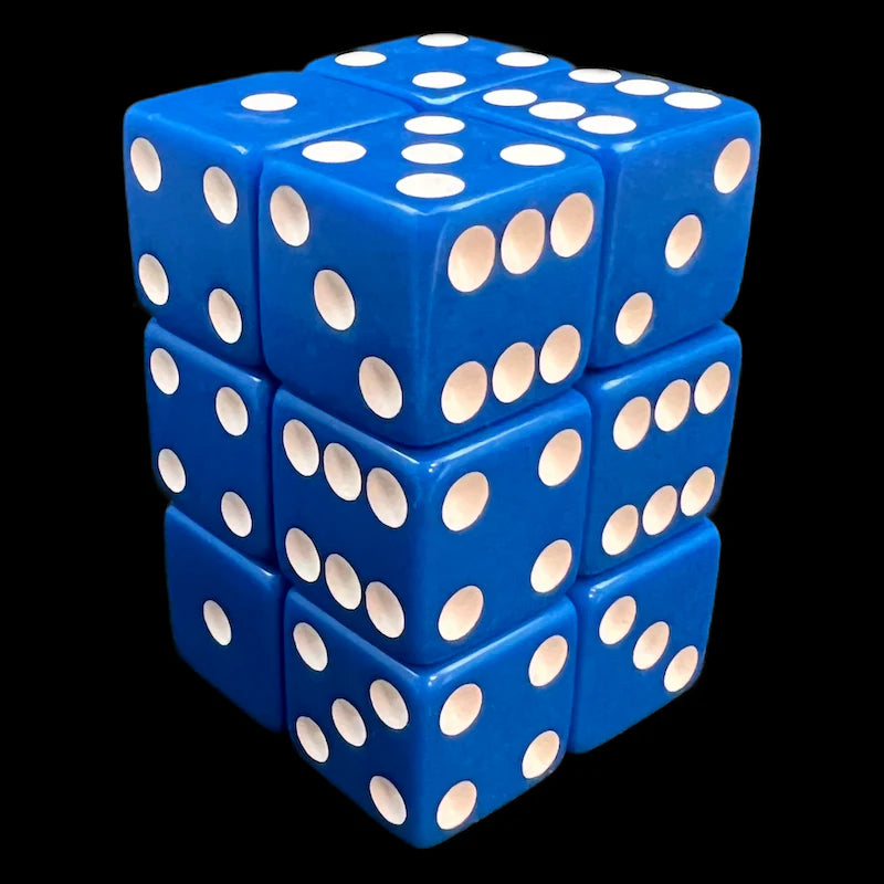 Dice: 12x D6: 16 mm: Opaque: Blue/White