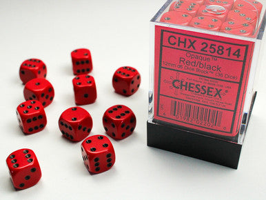 Dice: 36x D6: 12 mm: Opaque: Red/Black